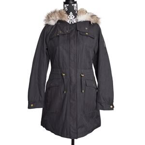 Women's Black Preppy Laundry By Design Faux Fur Parka - EUC - Small